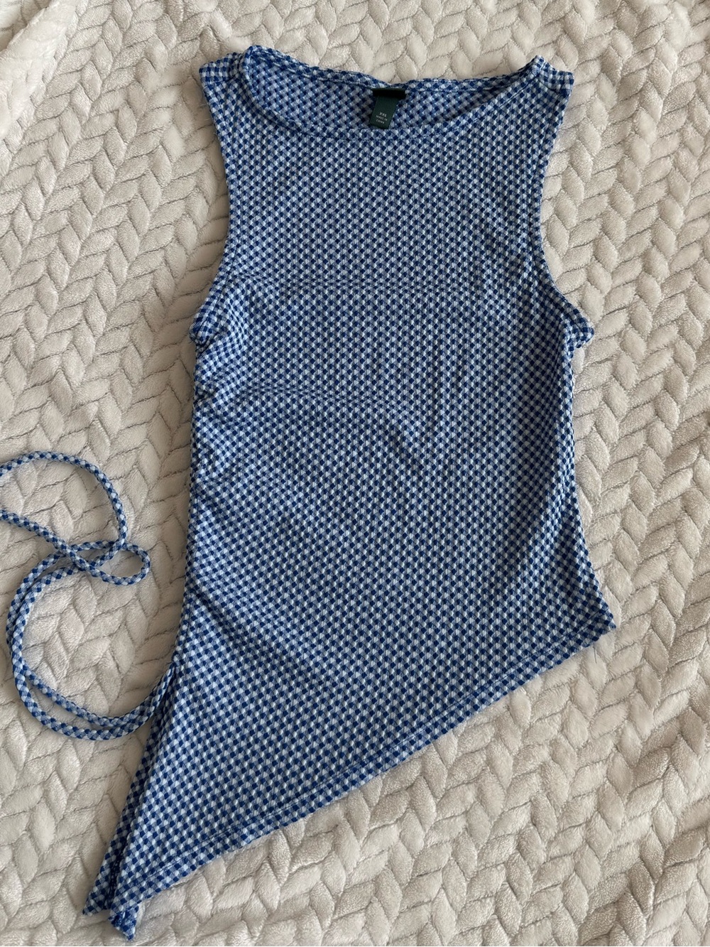 Wild Fable cute gingham blue tank with ties on side women’s XXS
